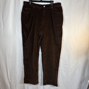 Women’s Evan-Picone Chocolate Brown Corduroy Pants Size 18 Preowned
